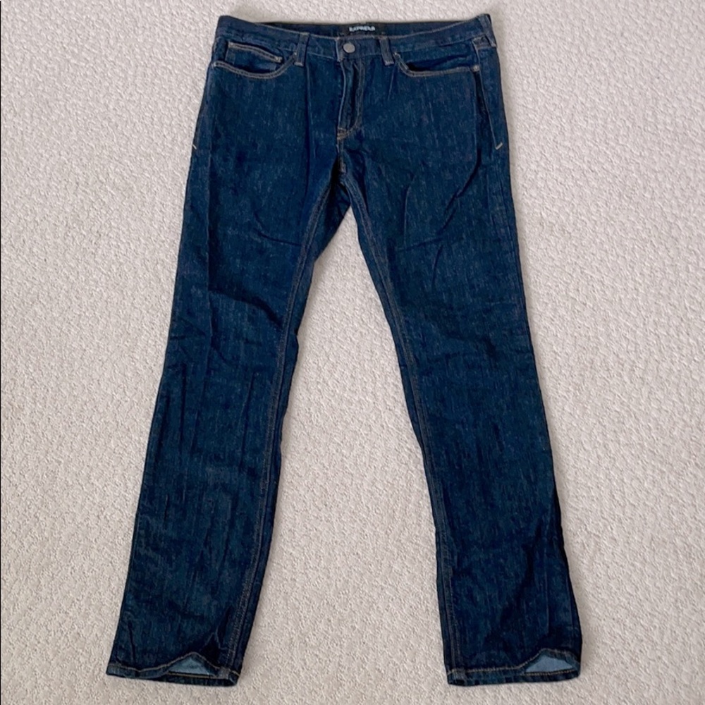 EXPRESS 34” x 32” skinny stretch dark denim